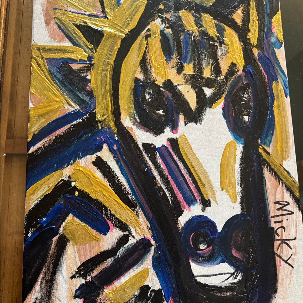 Abstract Zebra Canvas Art by - Multicolor